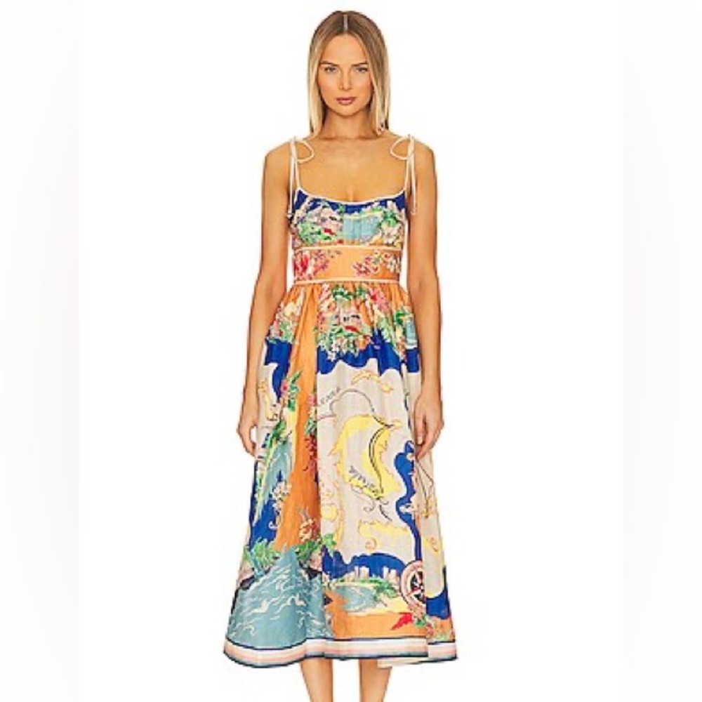 Alight Picnic Midi Dress in Nautical Map